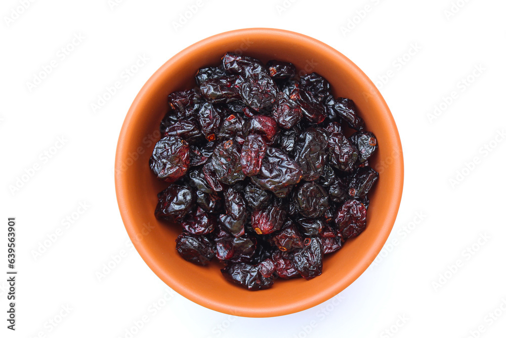Dried Cranberry in a bowl top view Dried Cranberry in a bowl top view