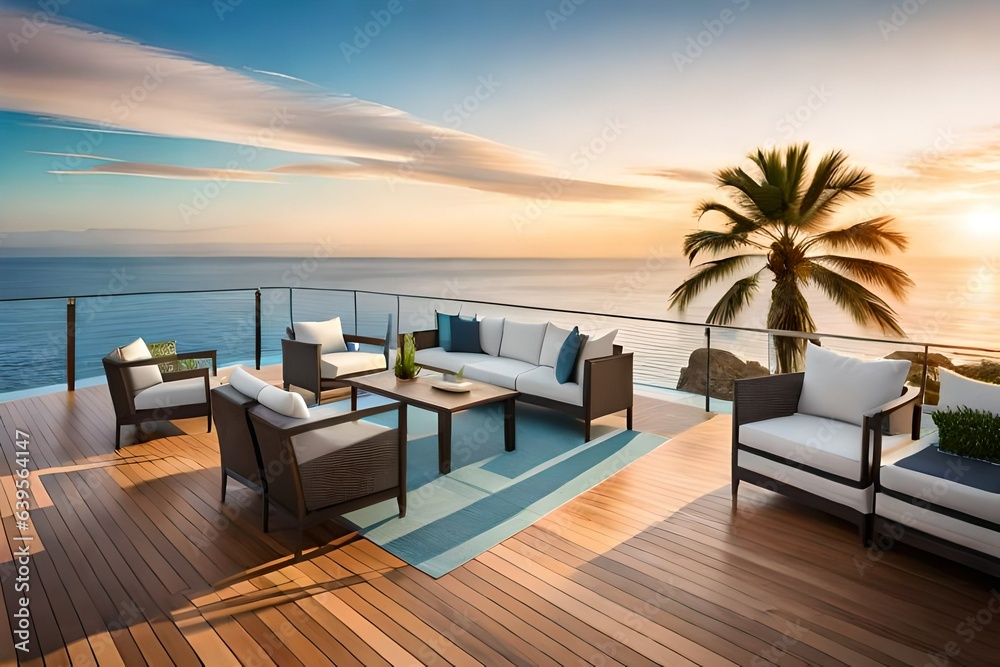 Large Deck with furniture at House by the Ocean