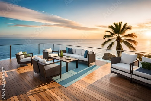 Large Deck with furniture at House by the Ocean © ra0