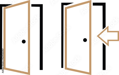 skin line Door Icon in trendy flat style isolated on white background. Open door symbol for your web site design, logo, app, UI. entrance door icon.