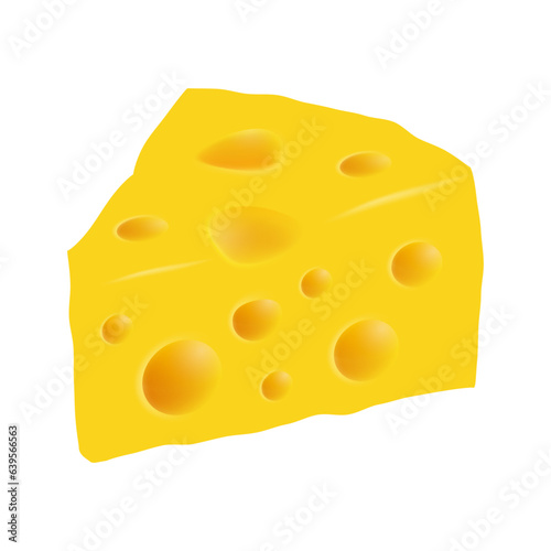 Triangular piece of cheese vector illustration on white background