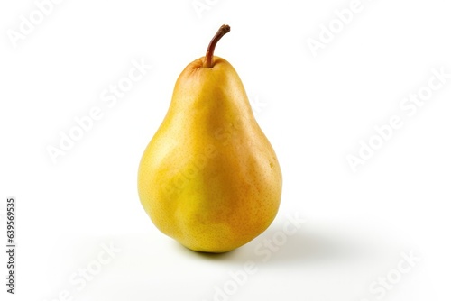 Perfect ripe yellow pear fruit isolated on white background