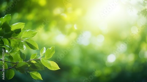 Spring or summer defocused background frame with lush foliage and bokeh in nature, Generative AI © AIExplosion