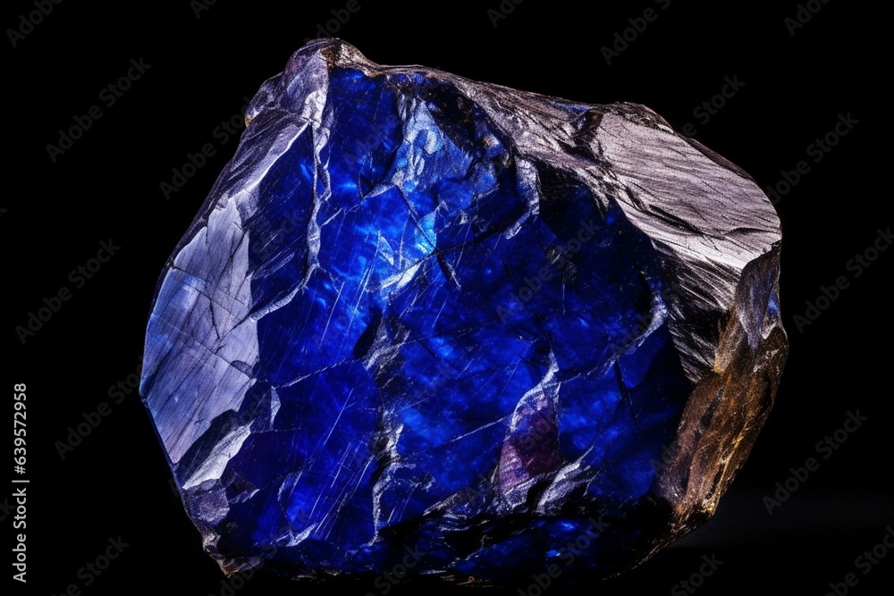 Cobalt stone on isolated black background. Used in construction and medicine. Generative AI