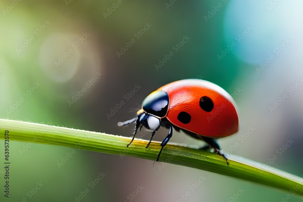 beautiful ladybug on leaf defocused background beautiful ladybug on leaf defocused background