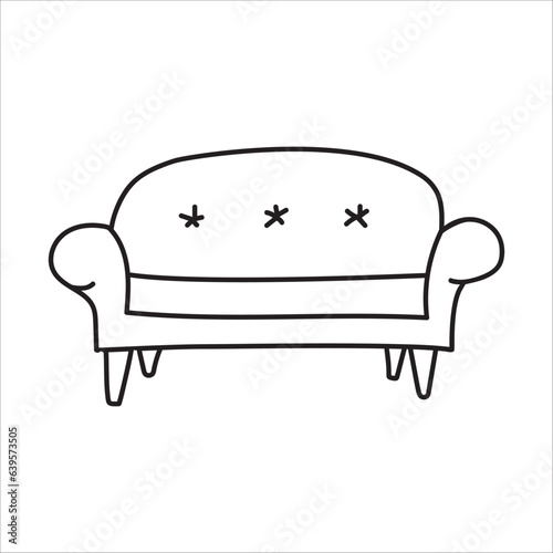 sofa vector doodle hand drawn illustration isolated on white