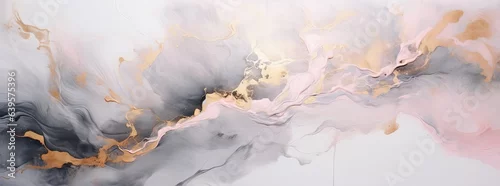 Panel kuchenny z motywem Banner with fluid art texture. Backdrop with abstract mixing paint effect. Liquid acrylic artwork that flows and splashes. Mixed paints for interior poster. Gray, pink and gold colors 