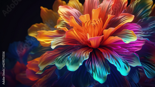 Colorful tropical flowers background. AI