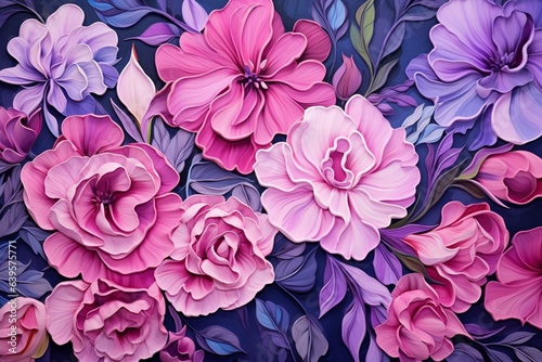Realistic floral background painted by hand. Generative AI