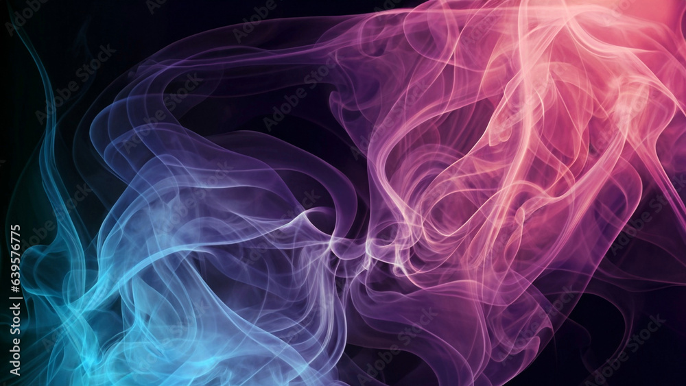Color smoke abstract background. Cold and hot contrast. Defocused blue red contrast. Vapor floating cloud texture. Generative AI - obrazy, fototapety, plakaty 