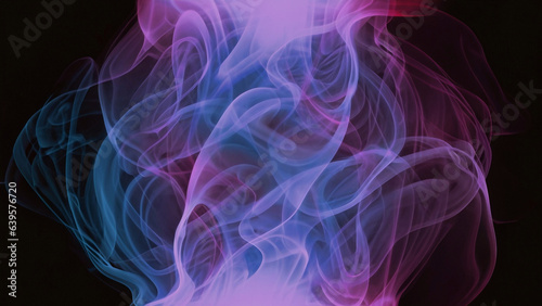 Color smoke abstract background. Cold and hot contrast. Defocused blue red contrast. Vapor floating cloud texture. Generative AI