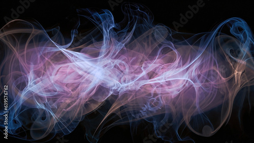 Color smoke abstract background. Cold and hot contrast. Defocused blue red contrast. Vapor floating cloud texture. Generative AI