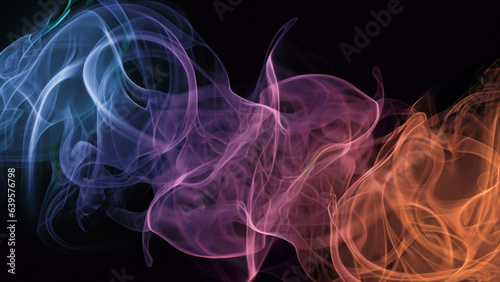 Color smoke abstract background. Cold and hot contrast. Defocused blue red contrast. Vapor floating cloud texture. Generative AI