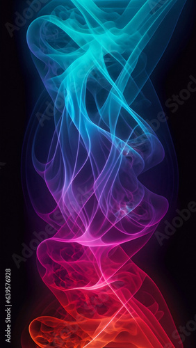 Color smoke abstract background. Cold and hot contrast. Defocused blue red contrast. Vapor floating cloud texture. Generative AI