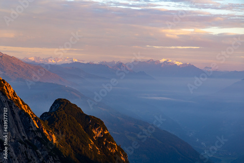 View of Hohe Tauern and Großvenediger during sunrise