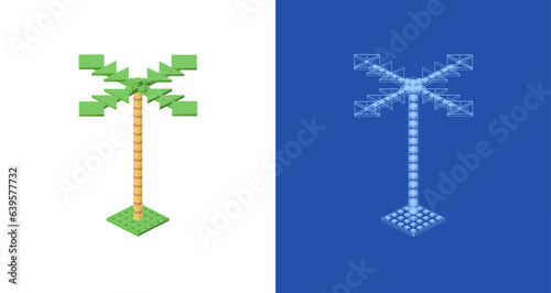 Concept with palm tree in isometric style for print and decoration . Vector illustration.