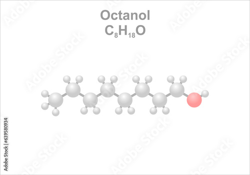 Octanol. Simplified scheme of the molecule. Occurs naturally in wild strawberries.