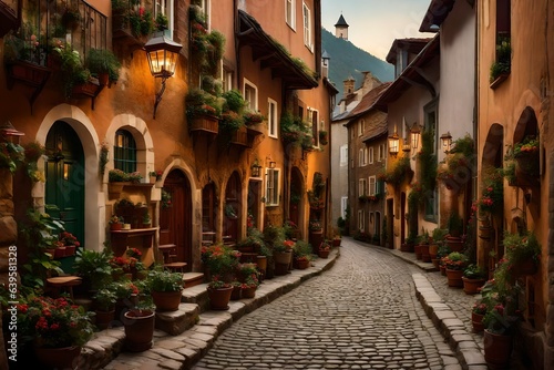 narrow street in the town Generated Ai © AQ Arts