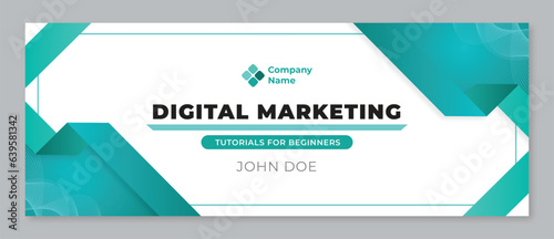  Simple geometric digital marketing facebook profile cover.  Modern abstract wave banners