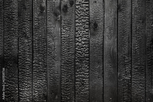 Texture  Background of burned black wood planks used as wall decoration