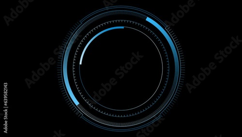 circle loading spinning around futuristic hud holographic transparent background. Format quick time alpha rgb, video codec animation.