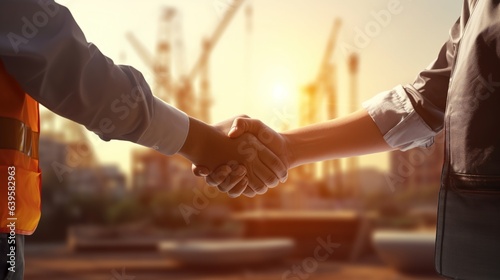 handshake between two professionals at construction site