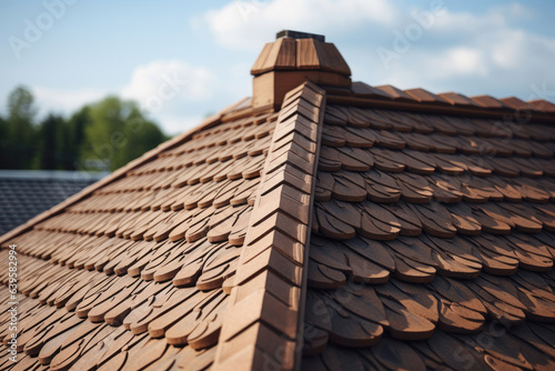 Roof of a house made of modern materials close-up © Veniamin Kraskov