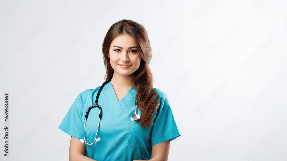 portrait of a female doctor on white background portrait of a female doctor on white background
