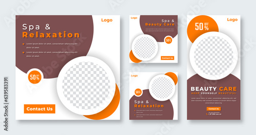 Spa and Beauty Social Media Post for Online Marketing Promotion Banner, Story and Web Internet Ads Flyer