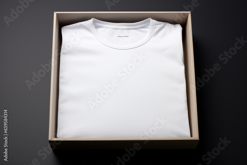 Folded white t-shirt In the box. 