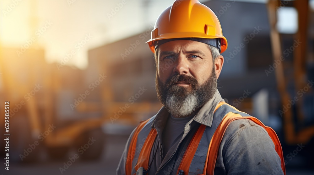 construction worker look a camera at construction site construction worker look a camera at construction site