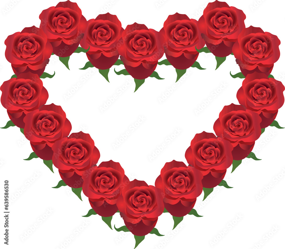 An illustration of the outline of the heart is laid out of red roses. Symbol of love of the heart An illustration of the outline of the heart is laid out of red roses. Symbol of love of the heart