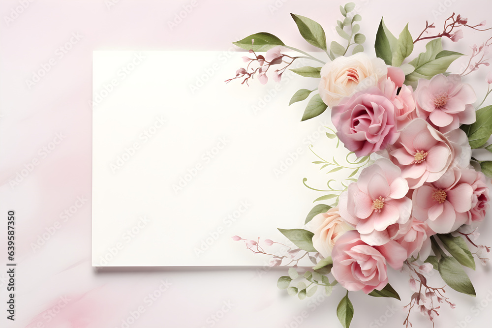 Invitation Frame Anniversary Wedding Flower Border Card.