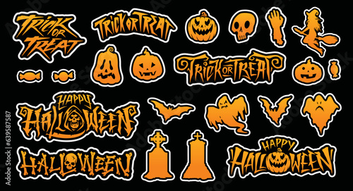 Halloween holiday colorful set logotypes