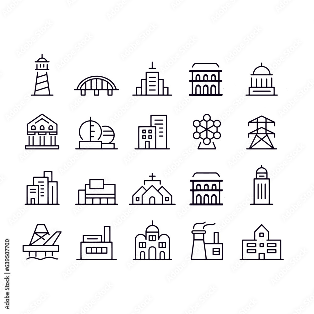 buildings Icons Set vector design