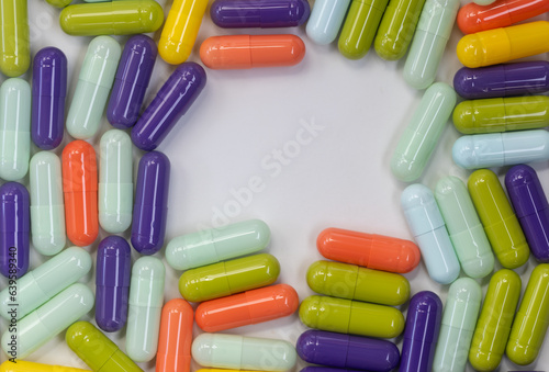 medicine pills on white background