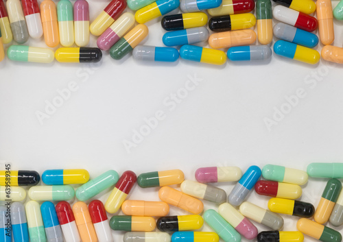 medicine pills on white background