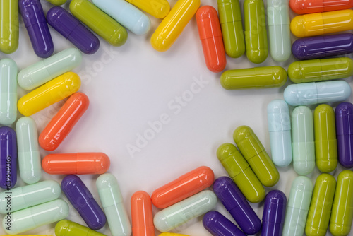 medicine pills on white background