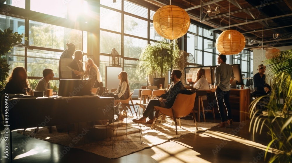 Fototapeta premium Multiracial young creative people in modern office