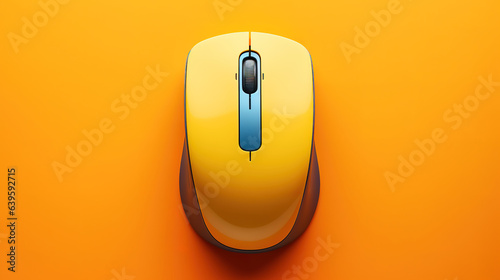 3d render of wireless computer mouse on yellow background for your mockup design. Generative Ai