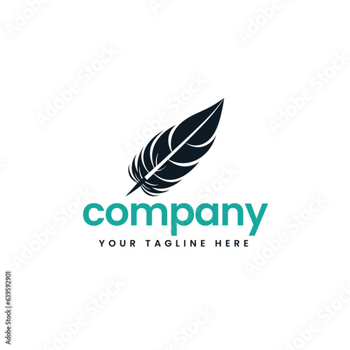 luxury feather logo or quill logo minimalist style icon pen author or writer business logo 