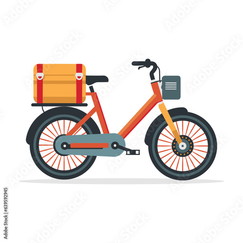 free delivery illustration with bicycle cartoon style white background