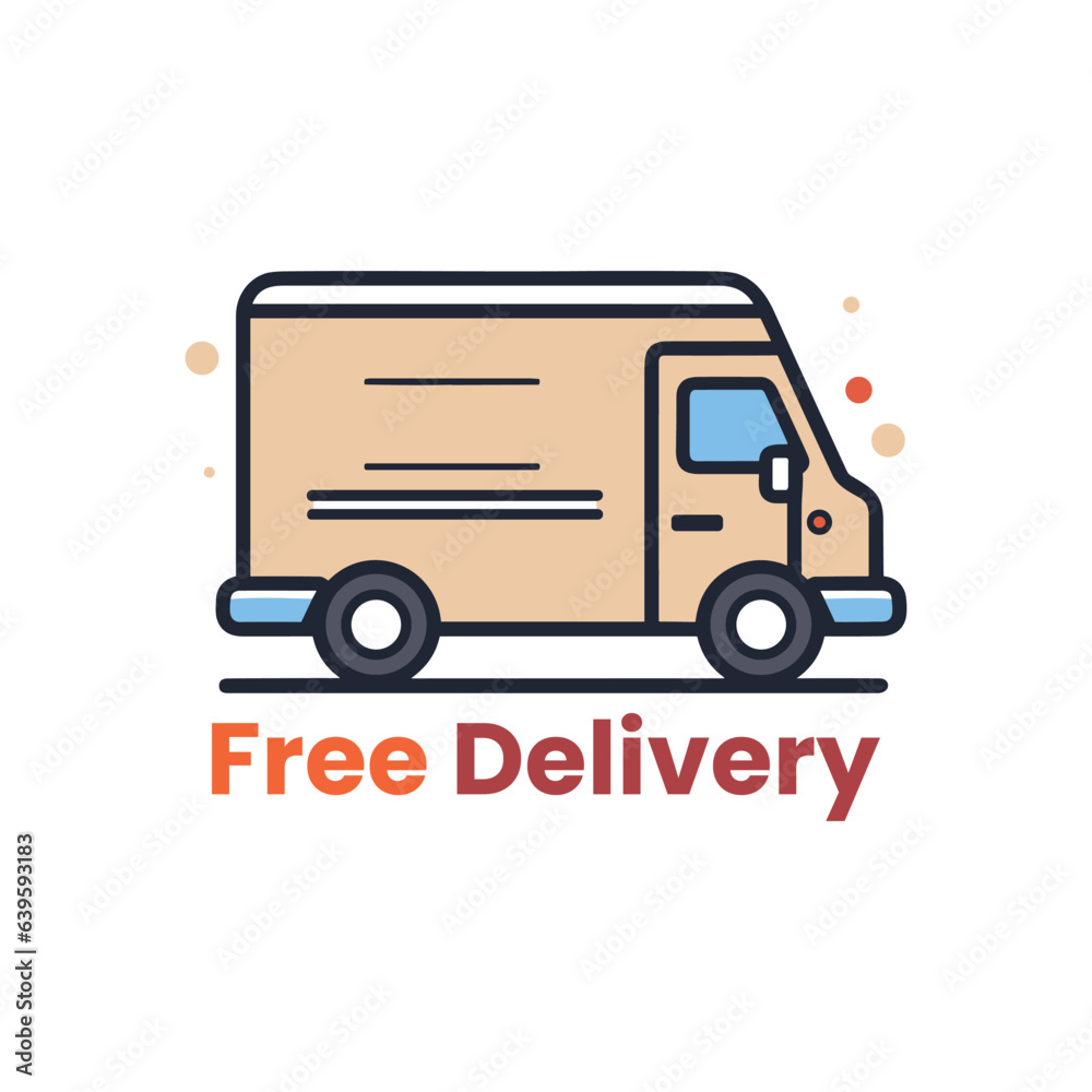 free delivery illustration with vehicle cartoon style courier cargo van shipping free delivery illustration with vehicle cartoon style courier cargo van shipping