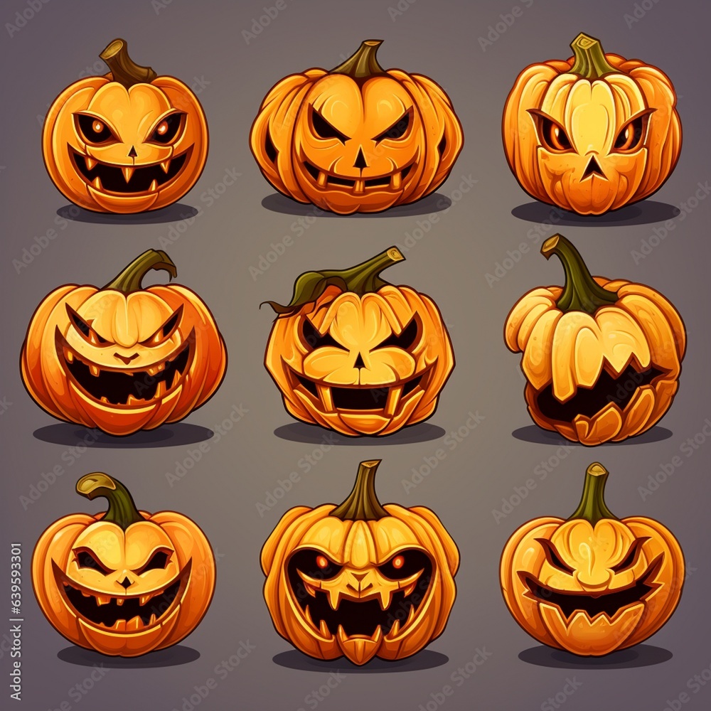 halloween pumkin vector set with a blank background illustrations, photo, vector art