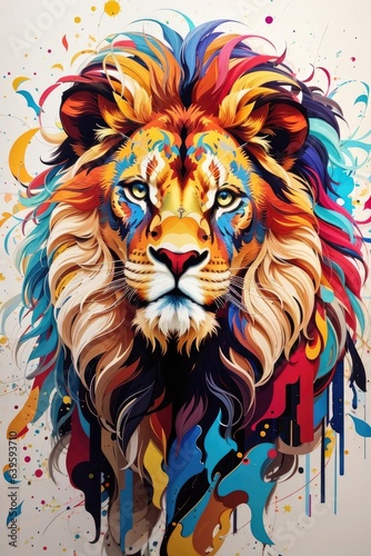 Beautiful Mighty Lion painted illustration © Anna