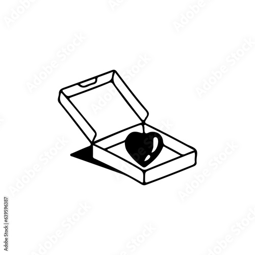 pizza box vector illustration with concept heart
