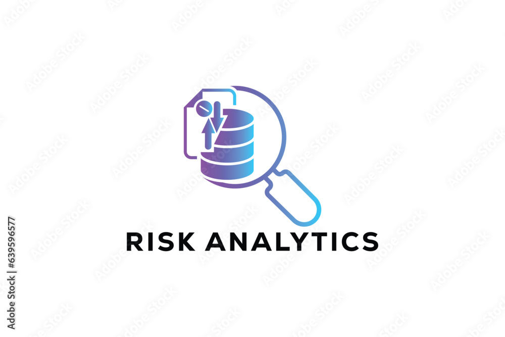 Vector data analyst logo design template. Risk Analytics Icon