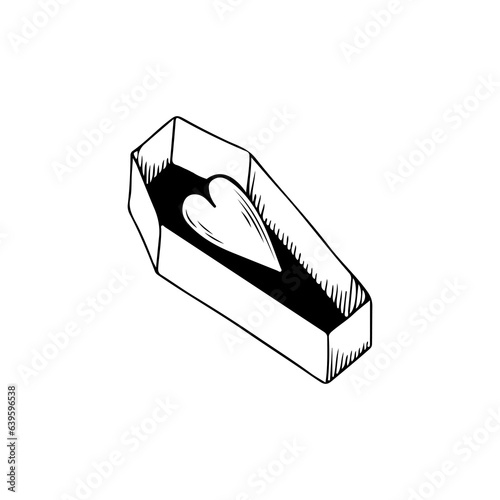 coffin vector illustration with heart concept