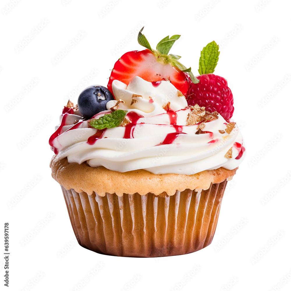cupcake with cream and berries cupcake with cream and berries