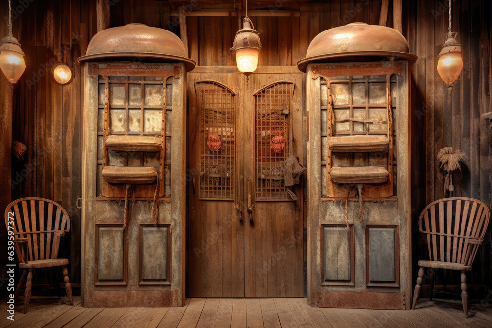 Old western style saloon doors - obrazy, fototapety, plakaty 
